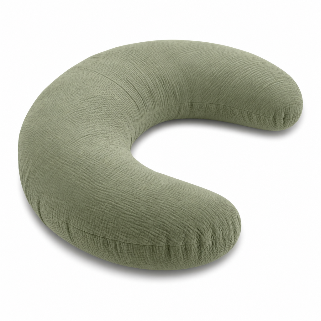 Coussin de grossesse et d'allaitement Babymia, forme U, coton vert sauge